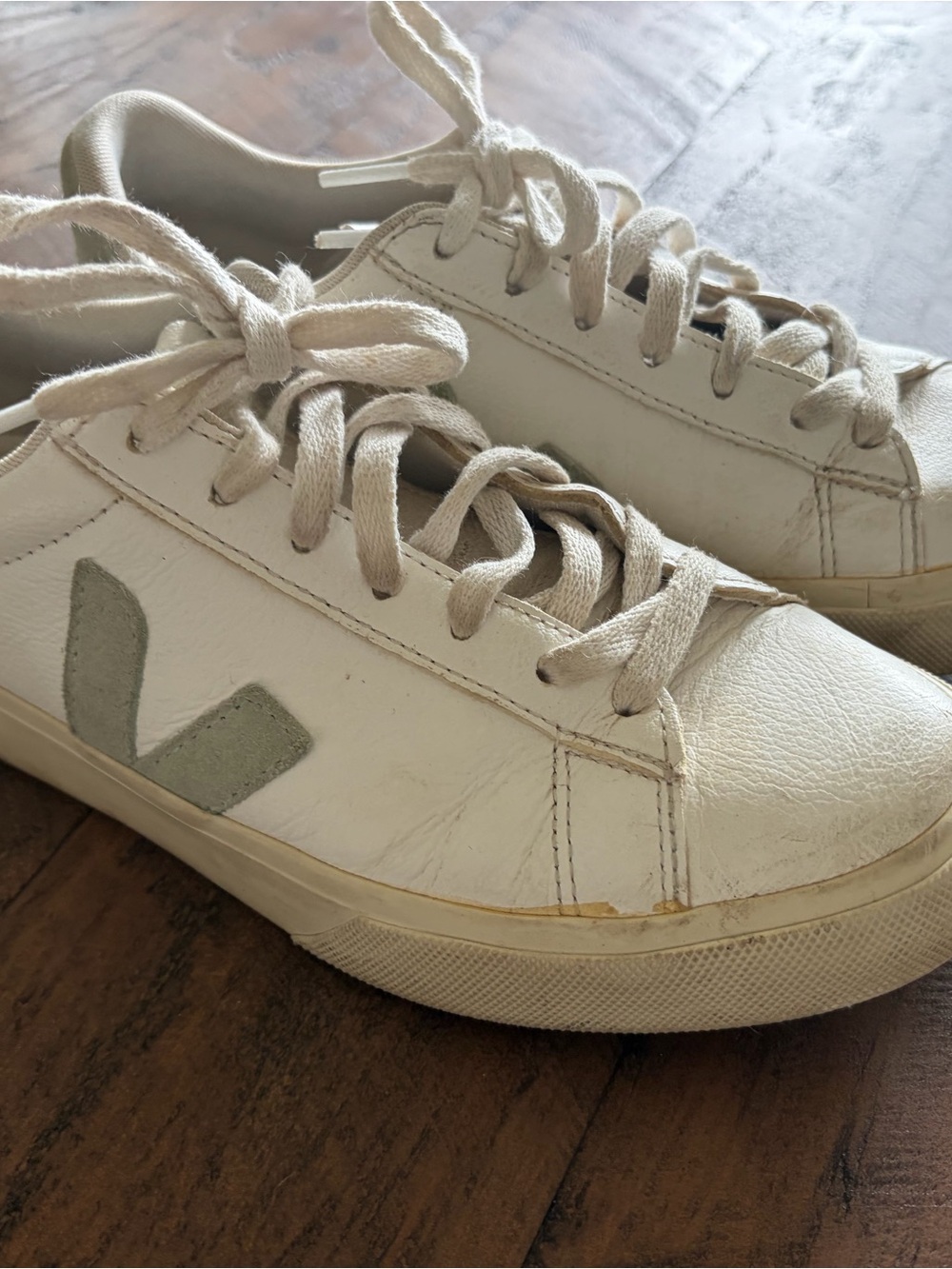 Veja White Sneakers with Sage Accents